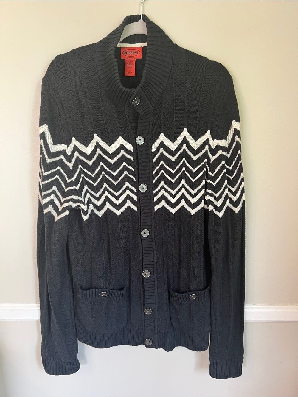 Missoni for Target Black Cardigan with White Chevron Knit